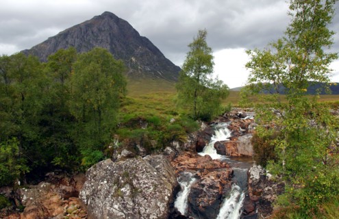 River Etive and Buachaille Etive Mor, Glencoe, Highland, Scotland.