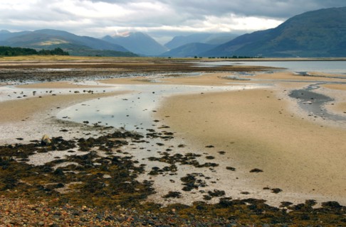 Glencoe from across Loch Linnhe, Highland, Scotland.