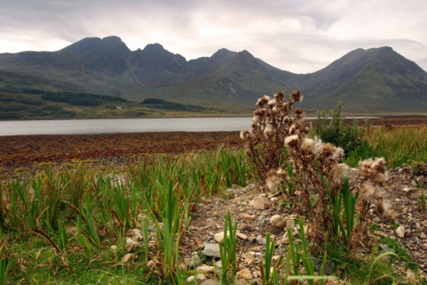 Bla Bheinn across Loch Slapin, Skye, Highland, Scotland.