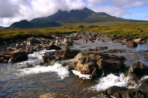 Sgurr nan Gillean and River Sligachan, Skye, Highland, Scotland.