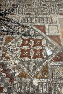 Mosaic floor, ruins of the Basilica of Ayia Trias, Famagusta, North Cyprus.