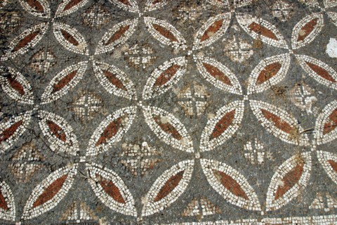 Mosaic floor, ruins of the Basilica of Ayia Trias, Famagusta, North Cyprus.