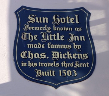 The Sun Hotel Sign, hotel built in 1503, Canterbury, Kent.