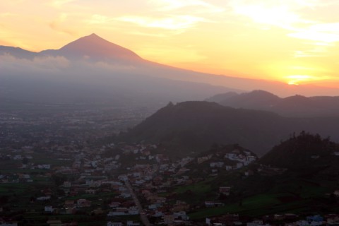Sunset behind Mount Teide, volcano on Tenerife, Canary Islands, 2007.