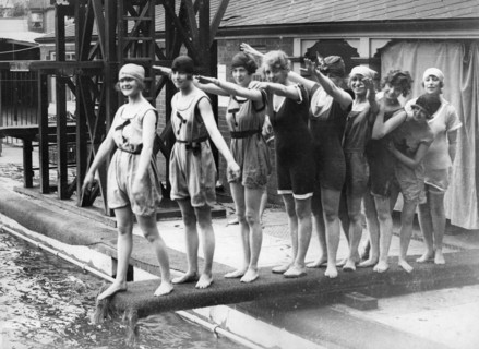 Women on a diving board, c1910-1929. Artist: Unknown