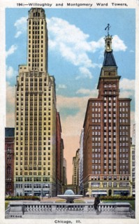 Willoughby and Montgomery Ward Towers, Chicago, Illinois, USA, 1934. Artist: Unknown