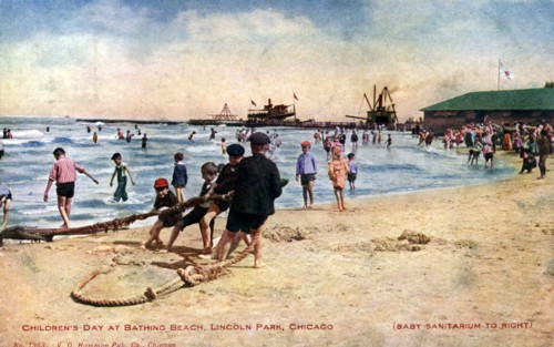 Children's day at the bathing beach, Lincoln Park, Chicago, Illinois, USA, 1908. Artist: Unknown