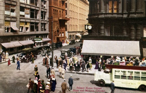 Corner of State and Monroe Streets, Chicago, Illinois, USA, 1915. Artist: Unknown