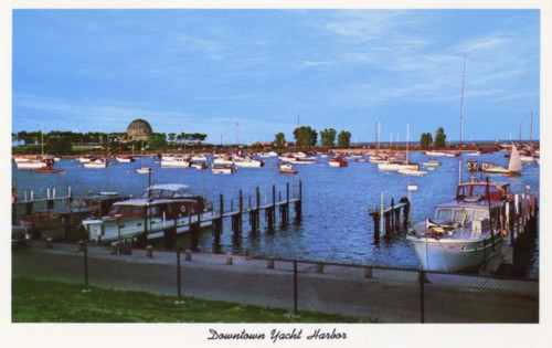 Chicago's downtown yacht harbour and lagoon, Illinois, USA, 1956. Artist: Unknown