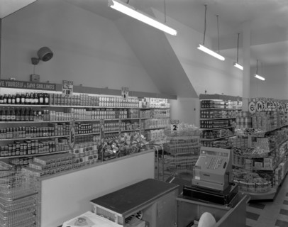 Carlines Self Service Store in Mexborough, South Yorkshire, 1960. Artist: Michael Walters