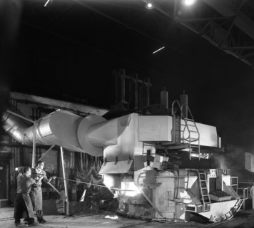 Checking the temperature of molten steel, Sheffield, South Yorkshire, 1964. Artist: Michael Walters