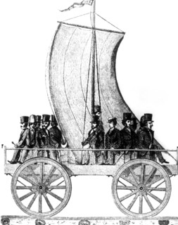 Sail-powered train, South Carolina Railroad, USA, 1830. Artist: Unknown