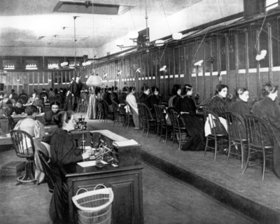 Telephone exchange, 1899. Artist: Unknown