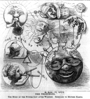 'The Telephone. The Music of the Future (not after Wagner). Serenade to Mother Earth', 1877. Artist: Unknown