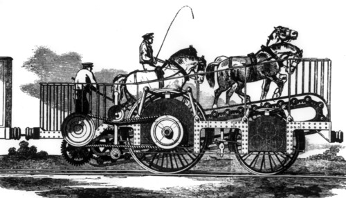 Horse-powered train, 1850. Artist: Unknown