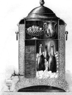 Champagne cooler with ice water on tap, 1872. Artist: Unknown