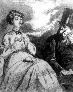Woman smoking a menthol cigarette, 1860. Artist: Unknown