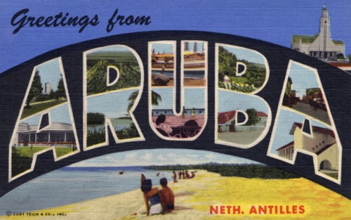 'Greetings from Aruba, Netherlands Antilles, postcard, 1950. Artist: Unknown