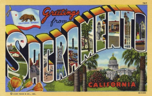 'Greetings from Sacramento, California', postcard, 1943. Artist: Unknown