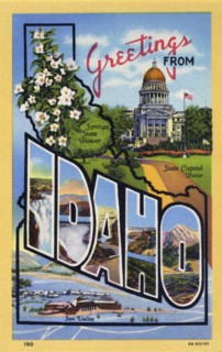 'Greetings from Idaho', postcard, 1938. Artist: Unknown