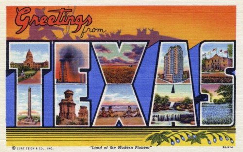 'Greetings from Texas', postcard, 1939. Artist: Unknown
