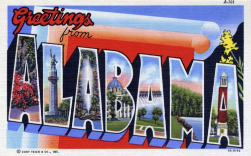 'Greetings from Alabama', postcard, 1939. Artist: Unknown