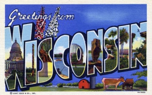 'Greetings from Wisconsin', postcard, 1939. Artist: Unknown