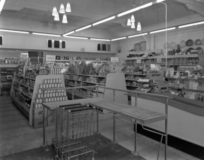 Interior of the Dodworth Road Co-op, Barnsley, South Yorkshire, 1957. Artist: Michael Walters