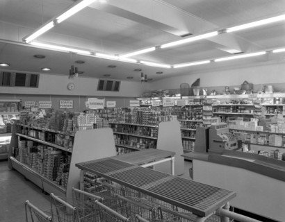 Barnsley Co-op, Park Road branch interior, South Yorkshire, 1961. Artist: Michael Walters