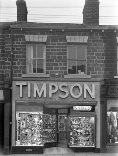 Timpson's shoe shop window, Mexborough, South Yorkshire, 1956. Artist: Michael Walters