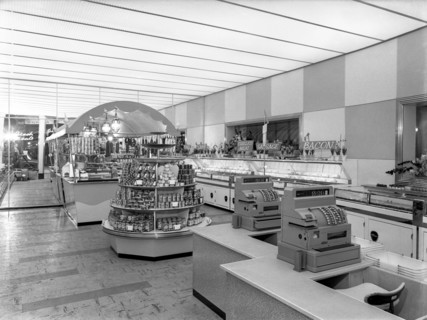 New Co-op central butcher's department, Barnsley, South Yorkshire, 1957. Artist: Michael Walters