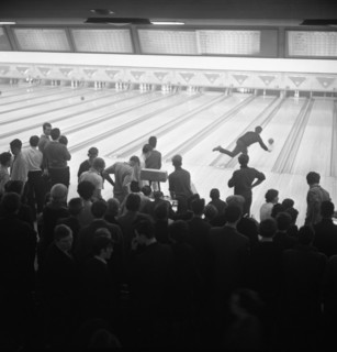 Steelworks social evening at a bowling alley, Sheffield, South Yorkshire, 1964. Artist: Michael Walters