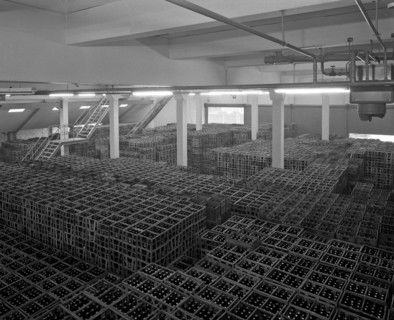 Warehouse full of crates of bottles, Ward & Sons, Swinton, South Yorkshire, 1960.  Artist: Michael Walters