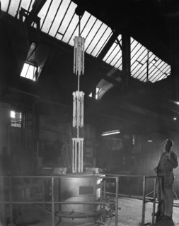 Vertical heat treatment process, Edgar Allen Steel Foundry, Sheffield, South Yorkshire, 1962. Artist: Michael Walters
