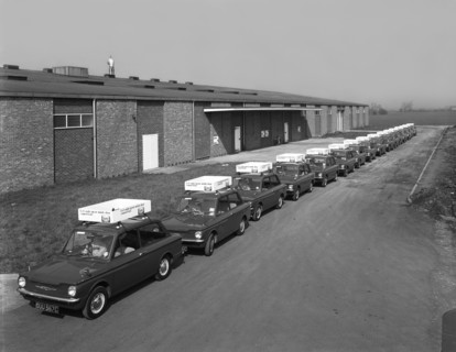 A fleet of 1965 Hillman Imps, Selby, North Yorkshire, 1965. Artist: Michael Walters