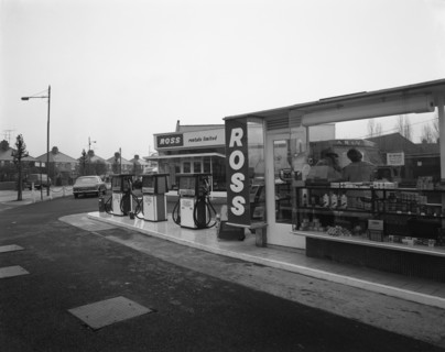 A petrol station forecourt, Grimsby, Lincolnshire, 1965.  Artist: Michael Walters