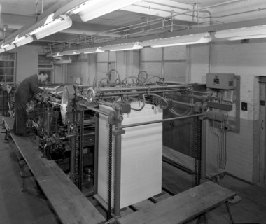 Meilhe two colour printing machine in operation at a printers, Mexborough, South Yorkshire, 1959. Artist: Michael Walters