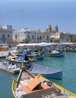 Fishing boats in the harbour, Marsaxlokk, Malta.