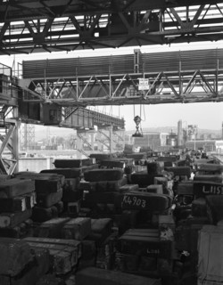Eectromagnet above steel ingots, Park Gate Iron & Steel Co, Rotherham, South Yorkshire, 1964. Artist: Michael Walters