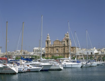 Marina and church, Malta.