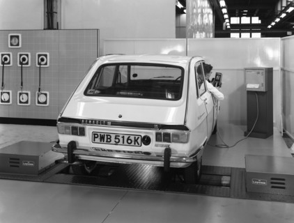 Renault 16 TL automatic on a Laycock brake testing machine, Sheffield, 1972. Artist: Michael Walters