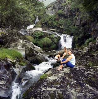 Family scene at Dolgoch Falls, Snowdonia, Wales, 1969.  Artist: Michael Walters