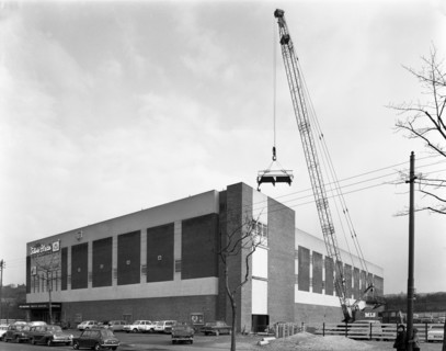Lifting heat exchangers into place, Silver Blades Ice Rink, Sheffield, South Yorkshire, 1966. Artist: Michael Walters