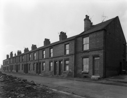 Traditional terraced housing, Albert Road, Kilnhurst, South Yorkshire, 1959. Artist: Michael Walters