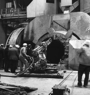 Cleaning a Kaldo furnace, Park Gate Iron & Steel Co, Rotherham, South Yorkshire, 1964. Artist: Michael Walters