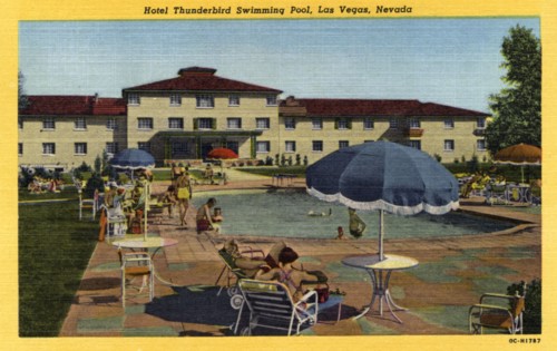 'Hotel Thunderbird Swimming Pool, Las Vegas, Nevada', postcard, 1950. Artist: Unknown