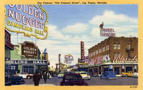 'The famous Old Fremont Street, Las Vegas, Nevada', postcard, 1950. Artist: Unknown