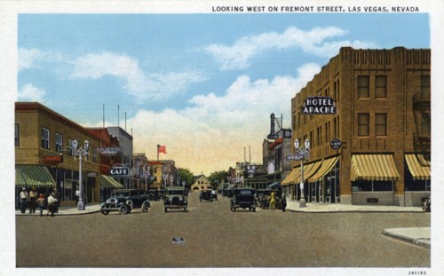 'Looking West on Fremont Street, Las Vegas, Nevada', postcard, 1932. Artist: Unknown