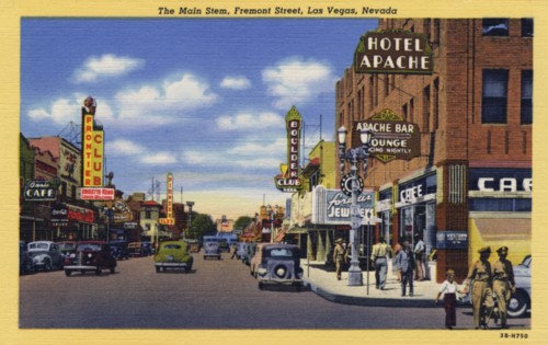 'The Main Stem, Fremont Street, Las Vegas, Nevada', postcard, 1943. Artist: Unknown