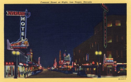 'Fremont Street at Night , Las Vegas, Nevada', postcard, 1946. Artist: Unknown